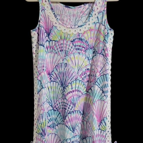 Lilly Pulitzer Stella Shell Print Crochet Sleeveless Shift Dress Size 0 Bows... - Picture 6 of 16